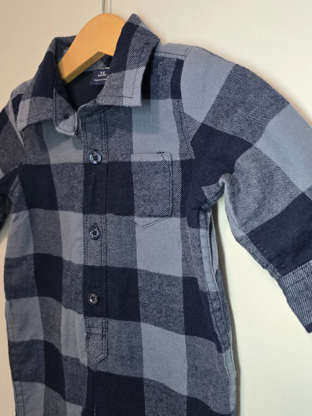 GAP Navy and Gray Plaid Button Romper Fully Lined Extra Soft Fall Style